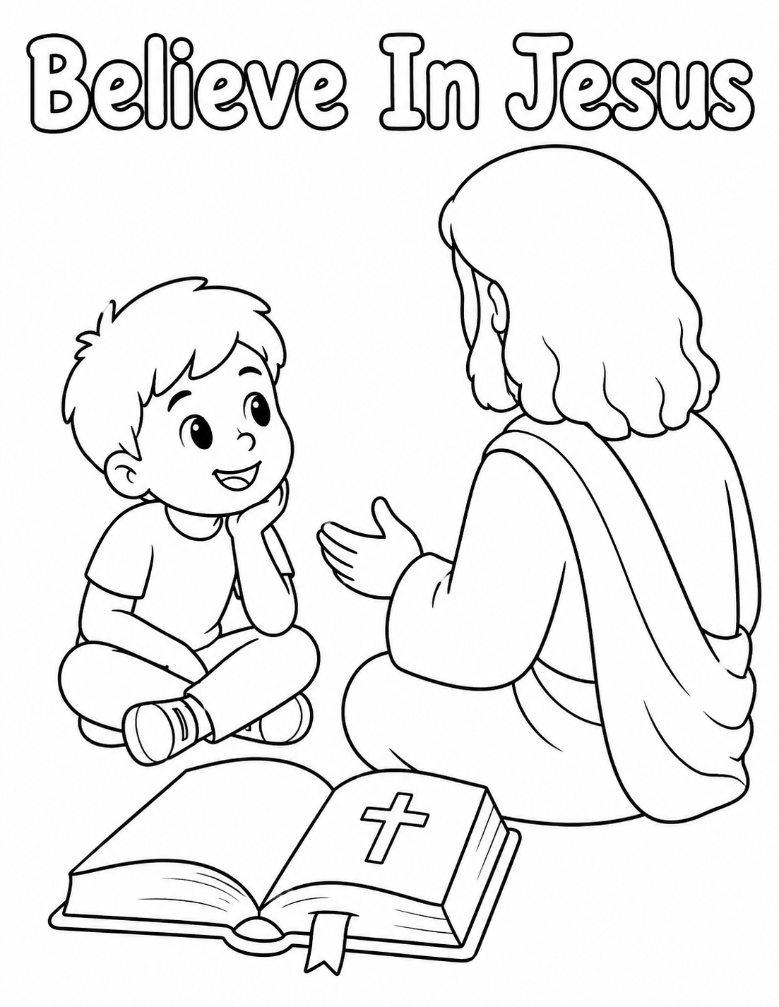 Believe In Jesus colouring page preview