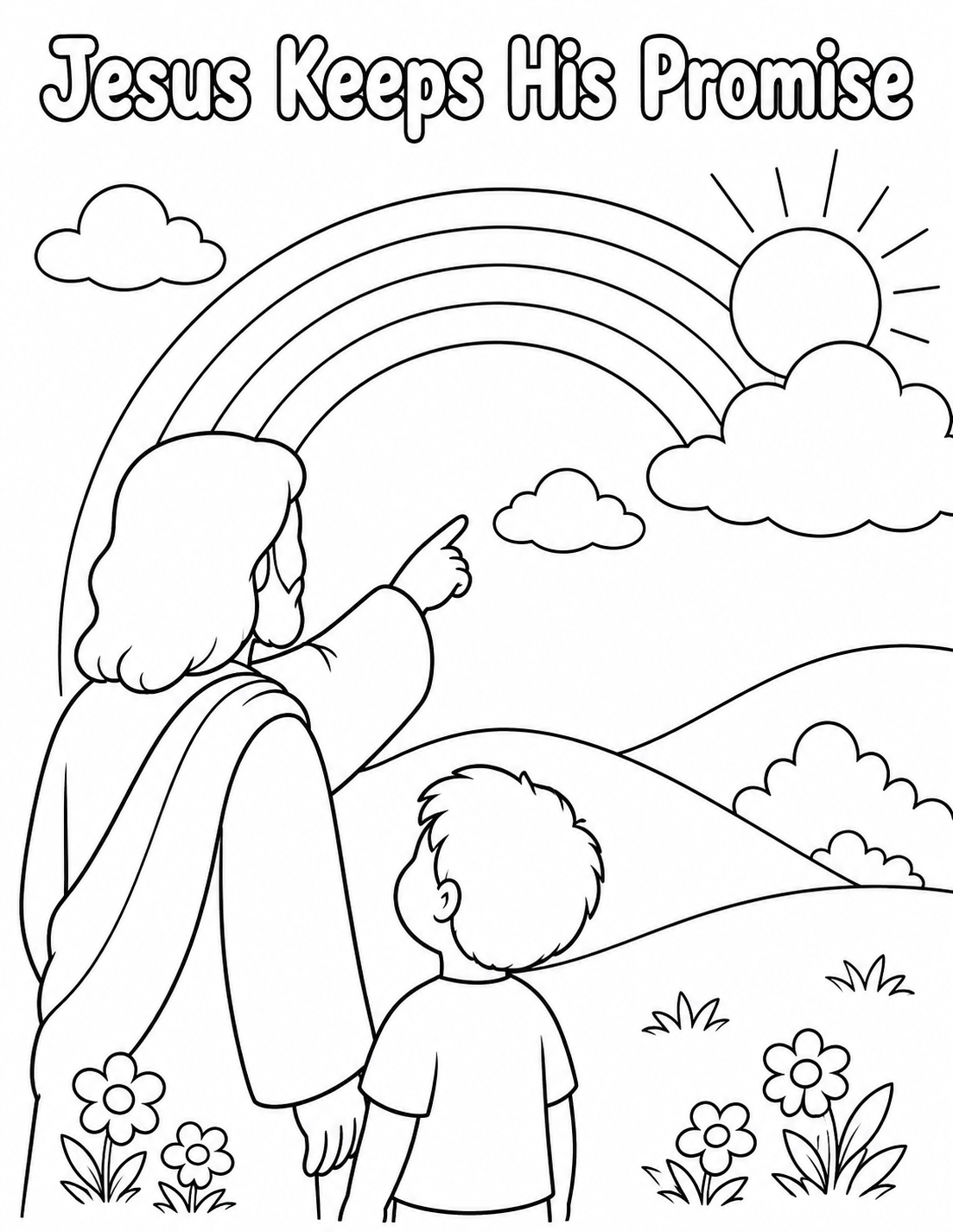 Jesus Keeps His Promise colouring page preview