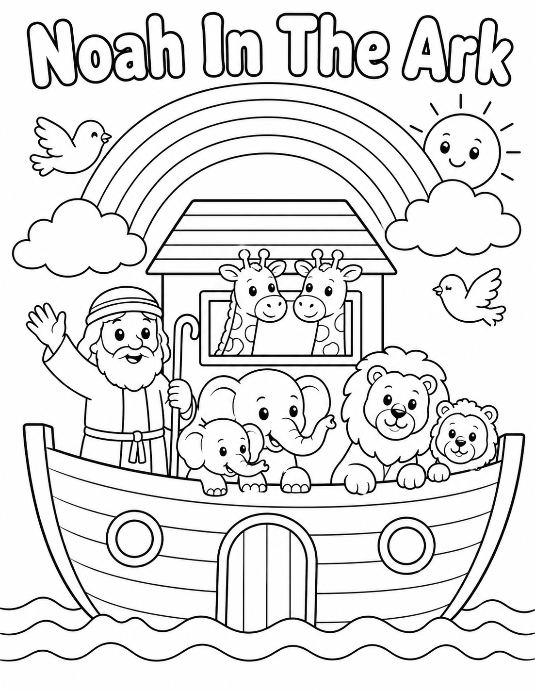 Noah In The Ark colouring page preview