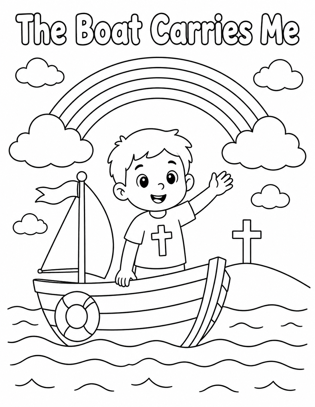 The Boat Carries Me colouring page preview