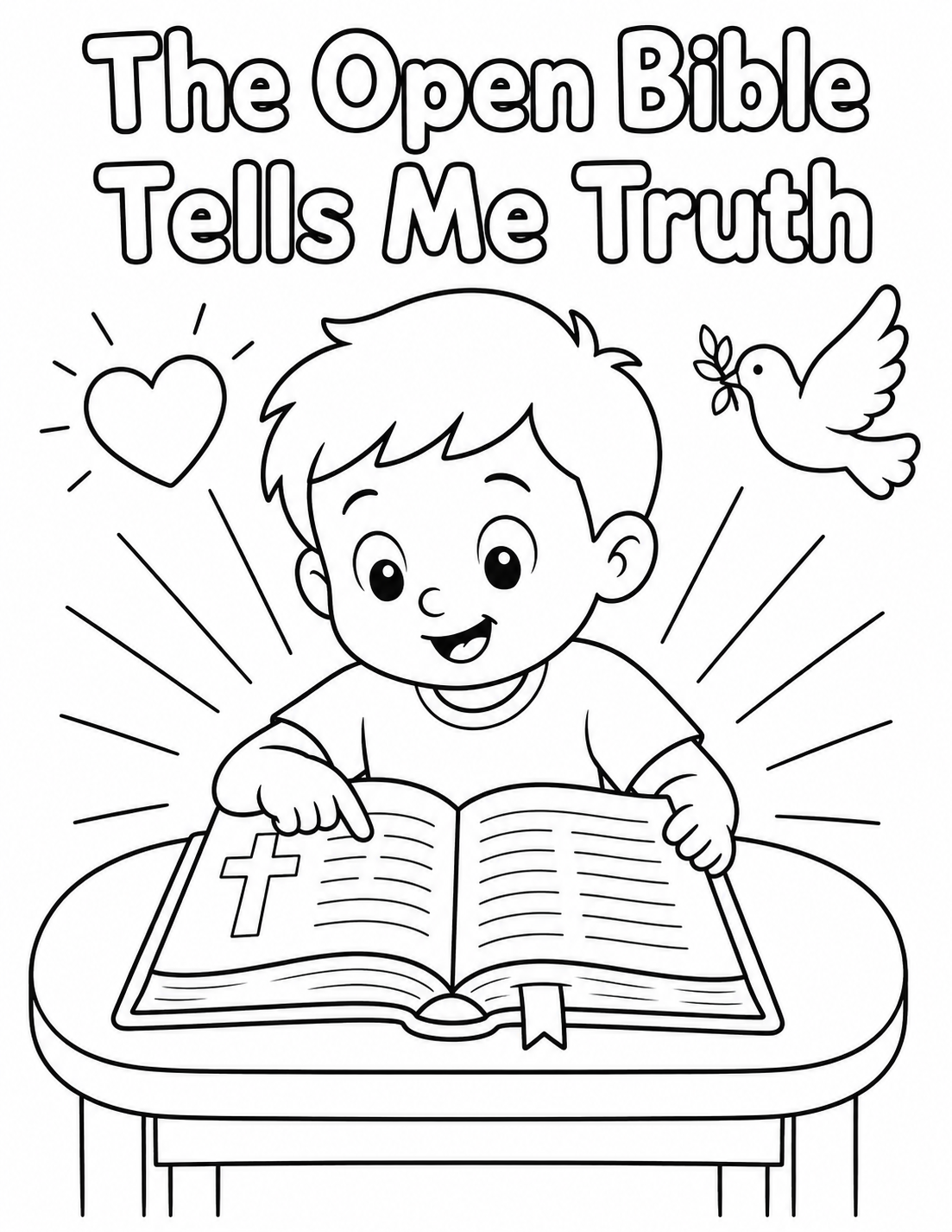 The Open Bible Tells Me The Truth colouring page preview