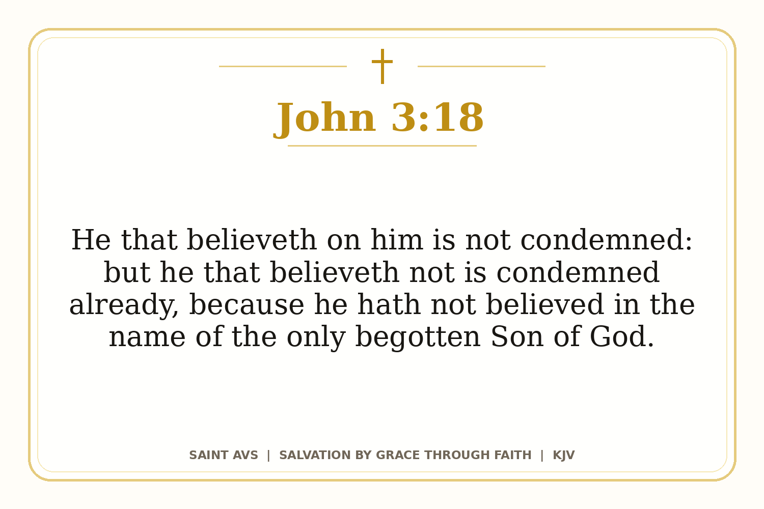 Salvation by Grace Through Faith flashcard for 02 john 3 18