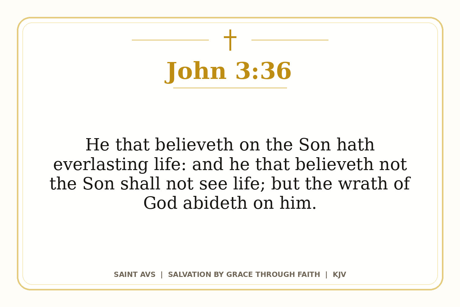 Salvation by Grace Through Faith flashcard for 03 john 3 36