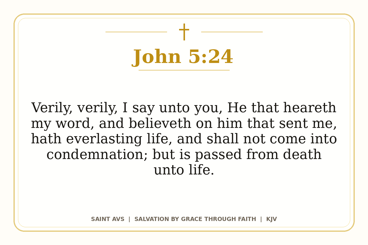 Salvation by Grace Through Faith flashcard for 04 john 5 24