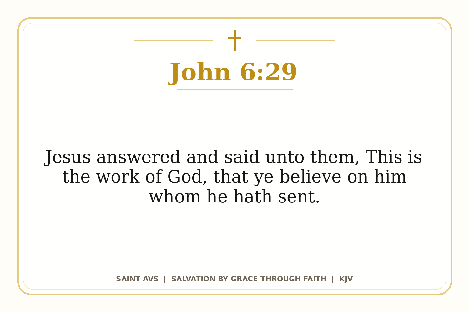 Salvation by Grace Through Faith flashcard for 05 john 6 29