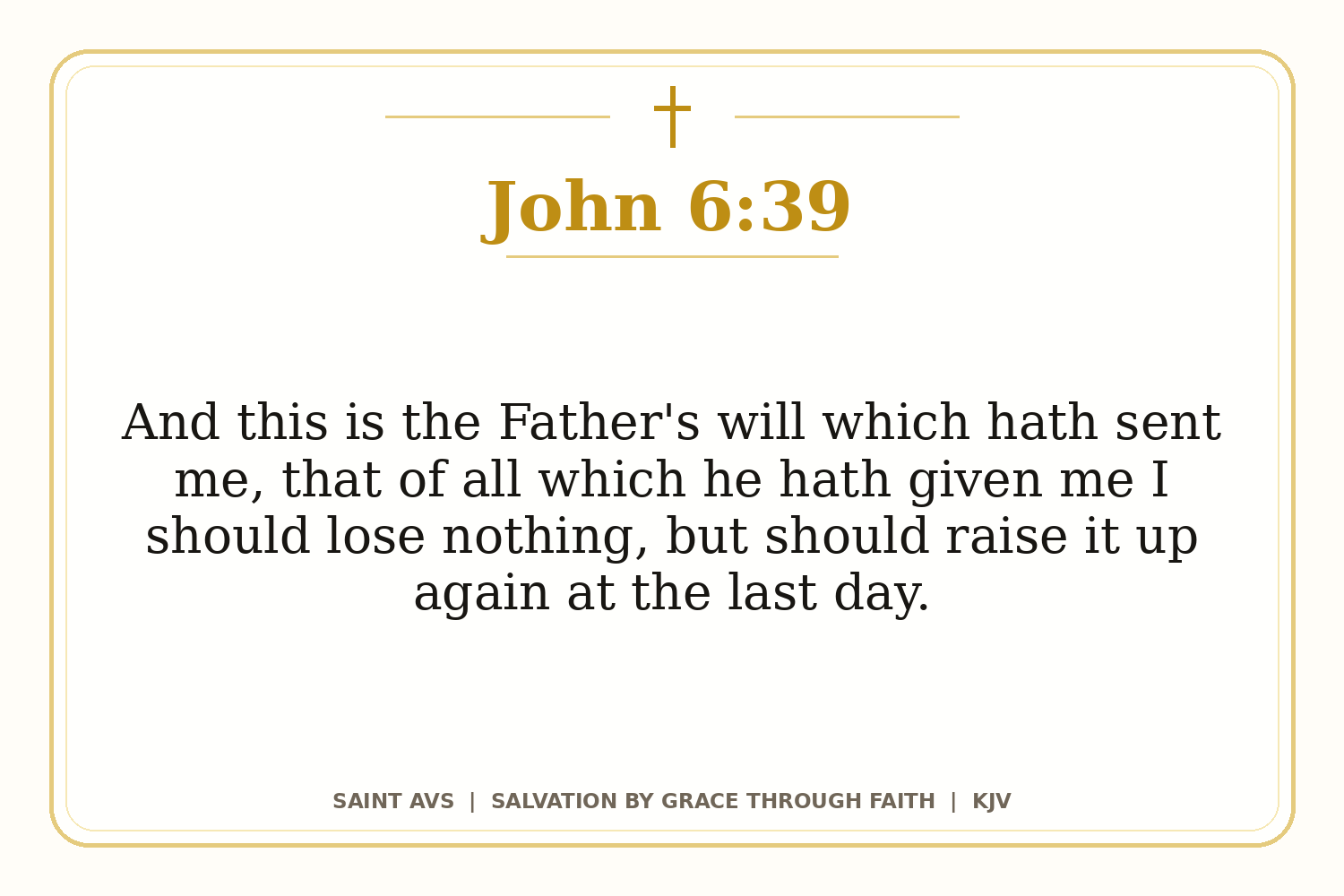 Salvation by Grace Through Faith flashcard for 08 john 6 39