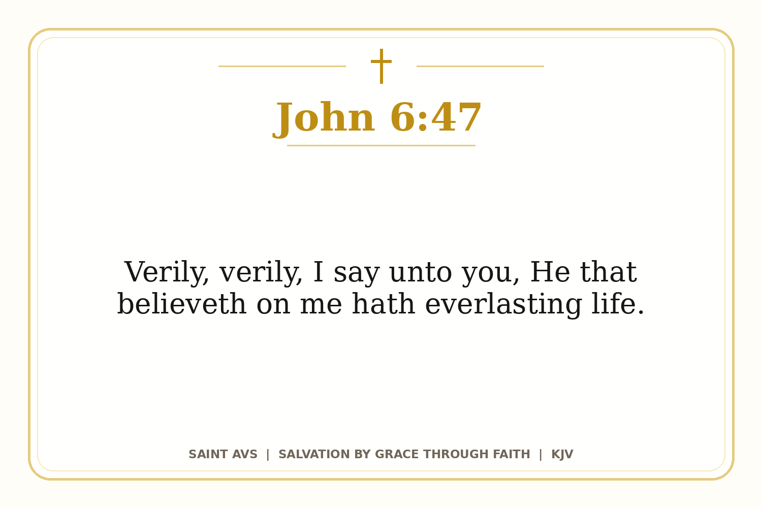 Salvation by Grace Through Faith flashcard for 10 john 6 47