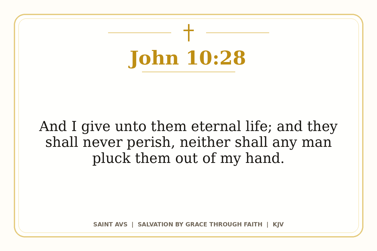 Salvation by Grace Through Faith flashcard for 11 john 10 28