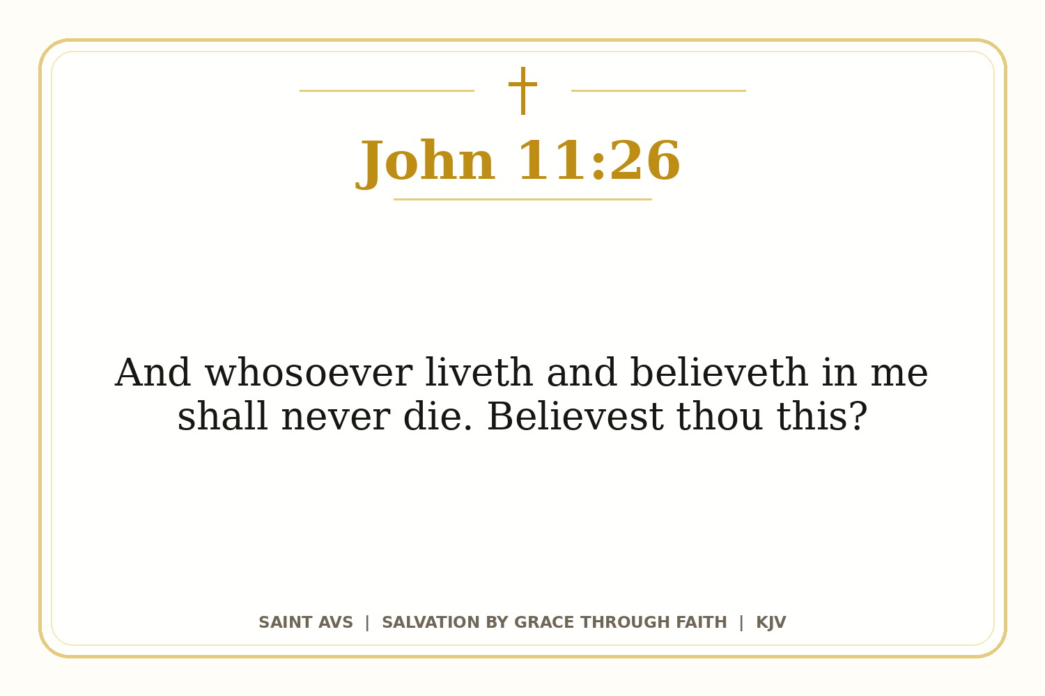 Salvation by Grace Through Faith flashcard for 14 john 11 26