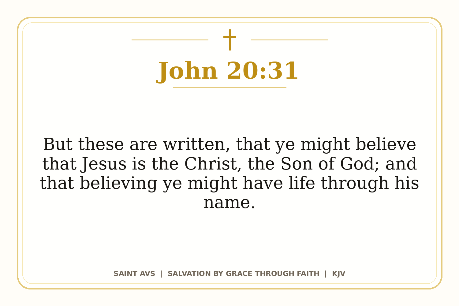 Salvation by Grace Through Faith flashcard for 15 john 20 31