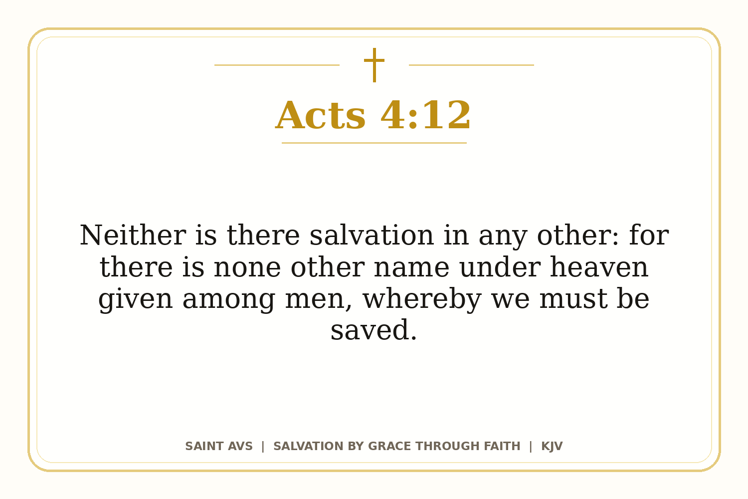 Salvation by Grace Through Faith flashcard for 16 acts 4 12