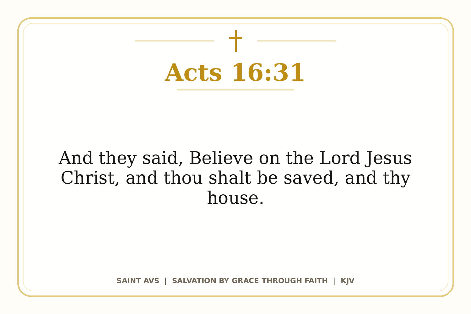 Salvation by Grace Through Faith flashcard for 20 acts 16 31