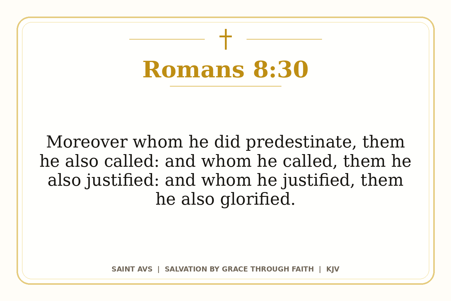 Salvation by Grace Through Faith flashcard for 35 romans 8 30