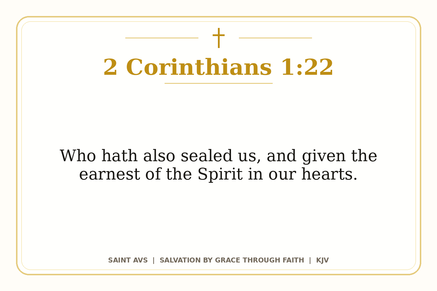 Salvation by Grace Through Faith flashcard for 48 2 corinthians 1 22