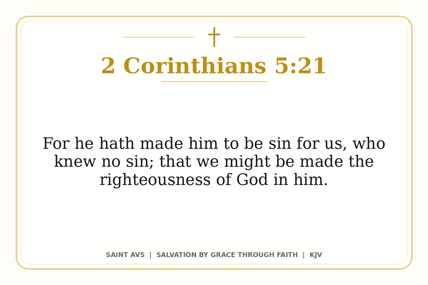 Salvation by Grace Through Faith flashcard for 50 2 corinthians 5 21