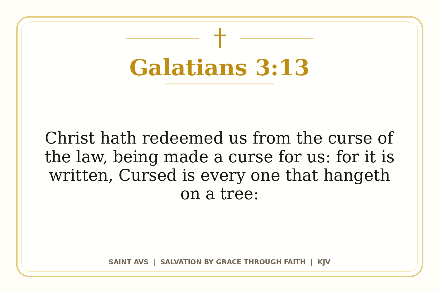 Salvation by Grace Through Faith flashcard for 54 galatians 3 13