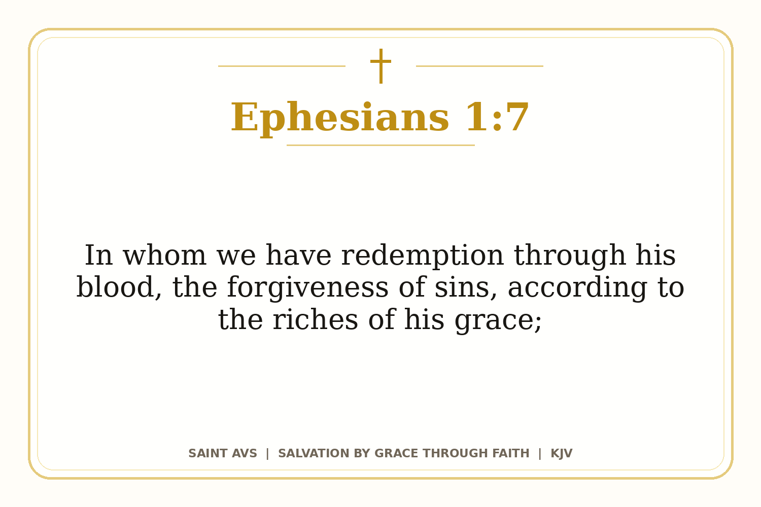 Salvation by Grace Through Faith flashcard for 58 ephesians 1 7