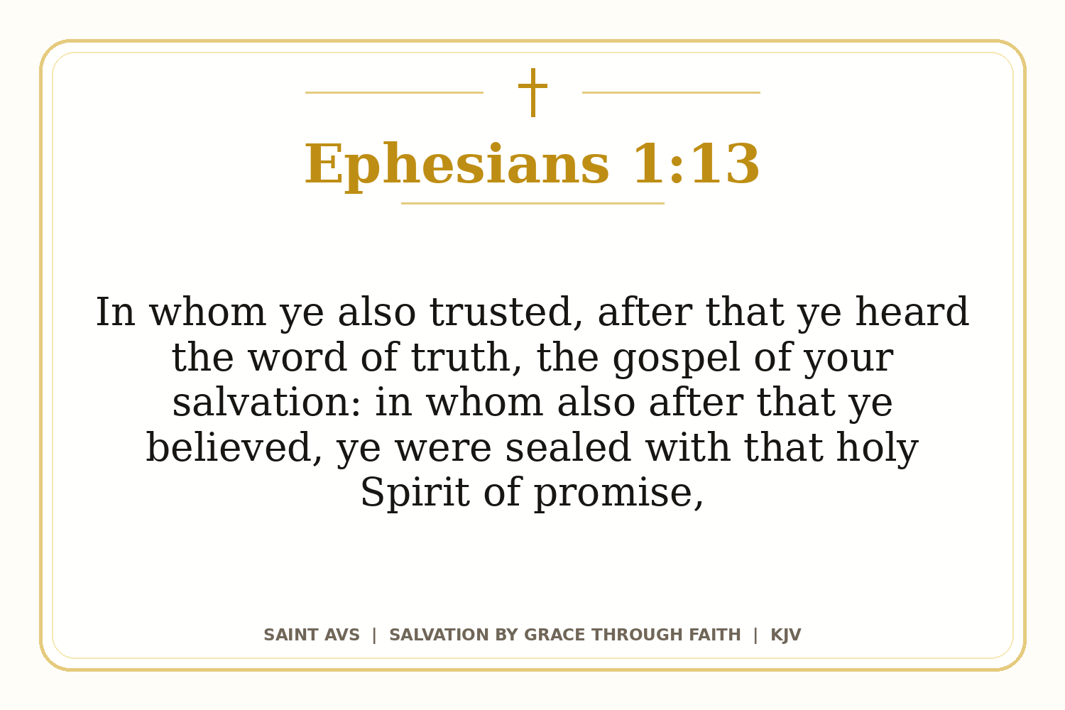 Salvation by Grace Through Faith flashcard for 59 ephesians 1 13