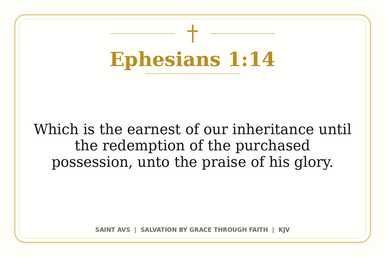 Salvation by Grace Through Faith flashcard for 60 ephesians 1 14