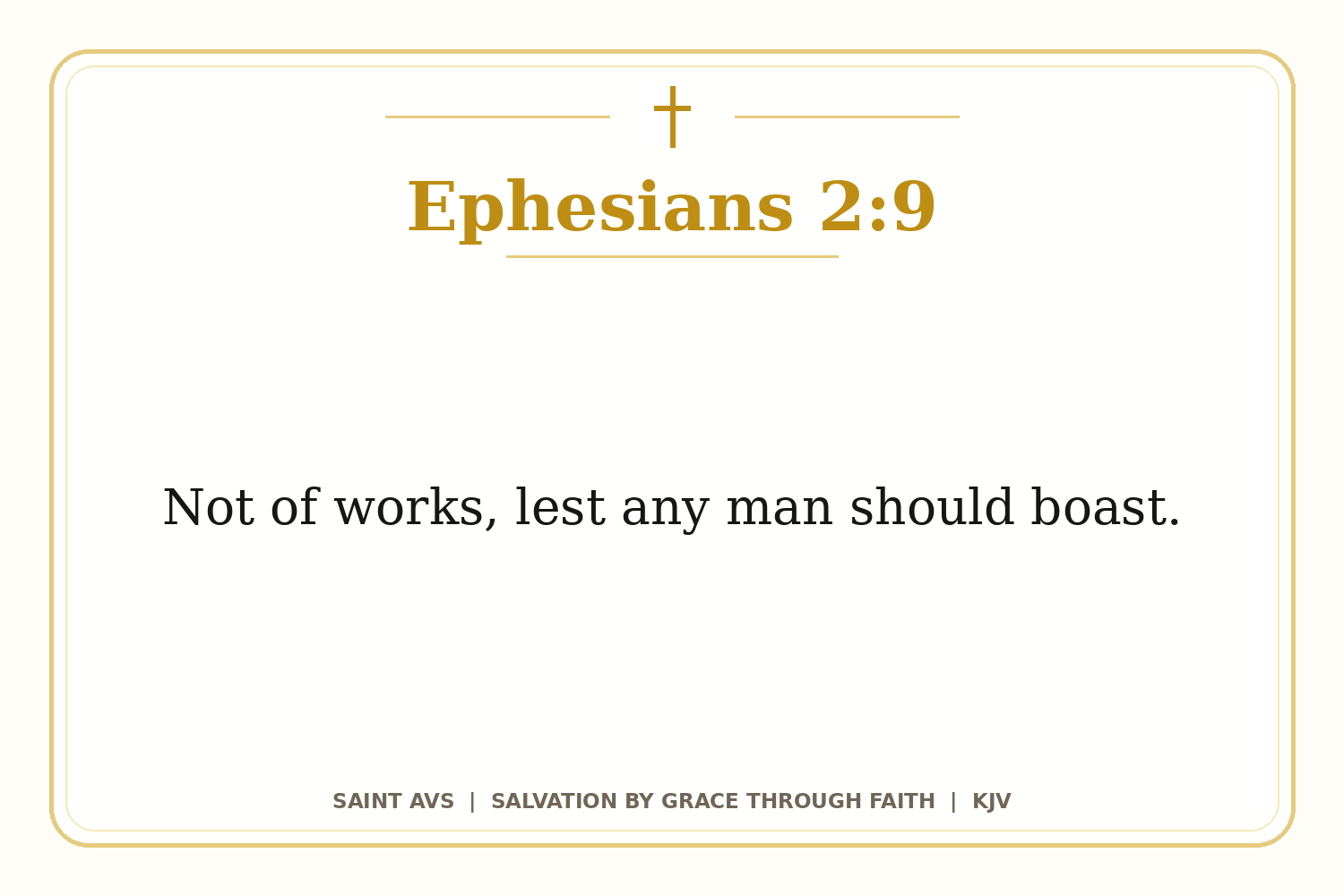 Salvation by Grace Through Faith flashcard for 64 ephesians 2 9