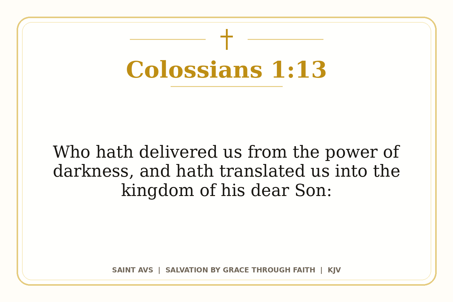 Salvation by Grace Through Faith flashcard for 68 colossians 1 13