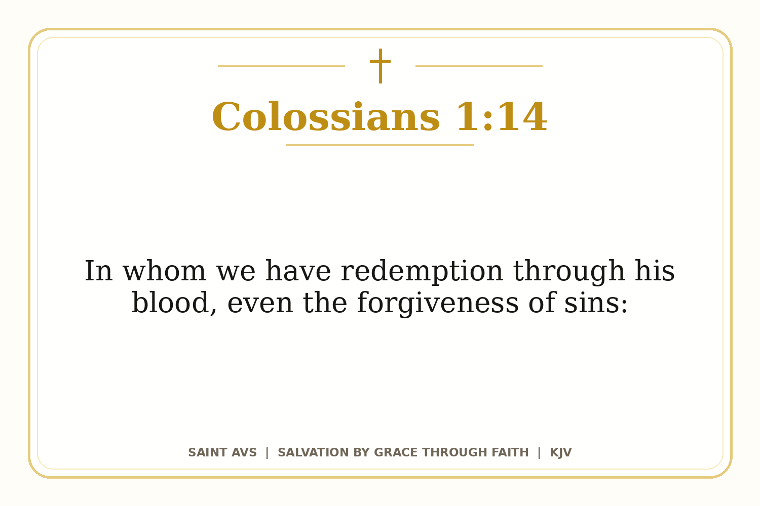 Salvation by Grace Through Faith flashcard for 69 colossians 1 14