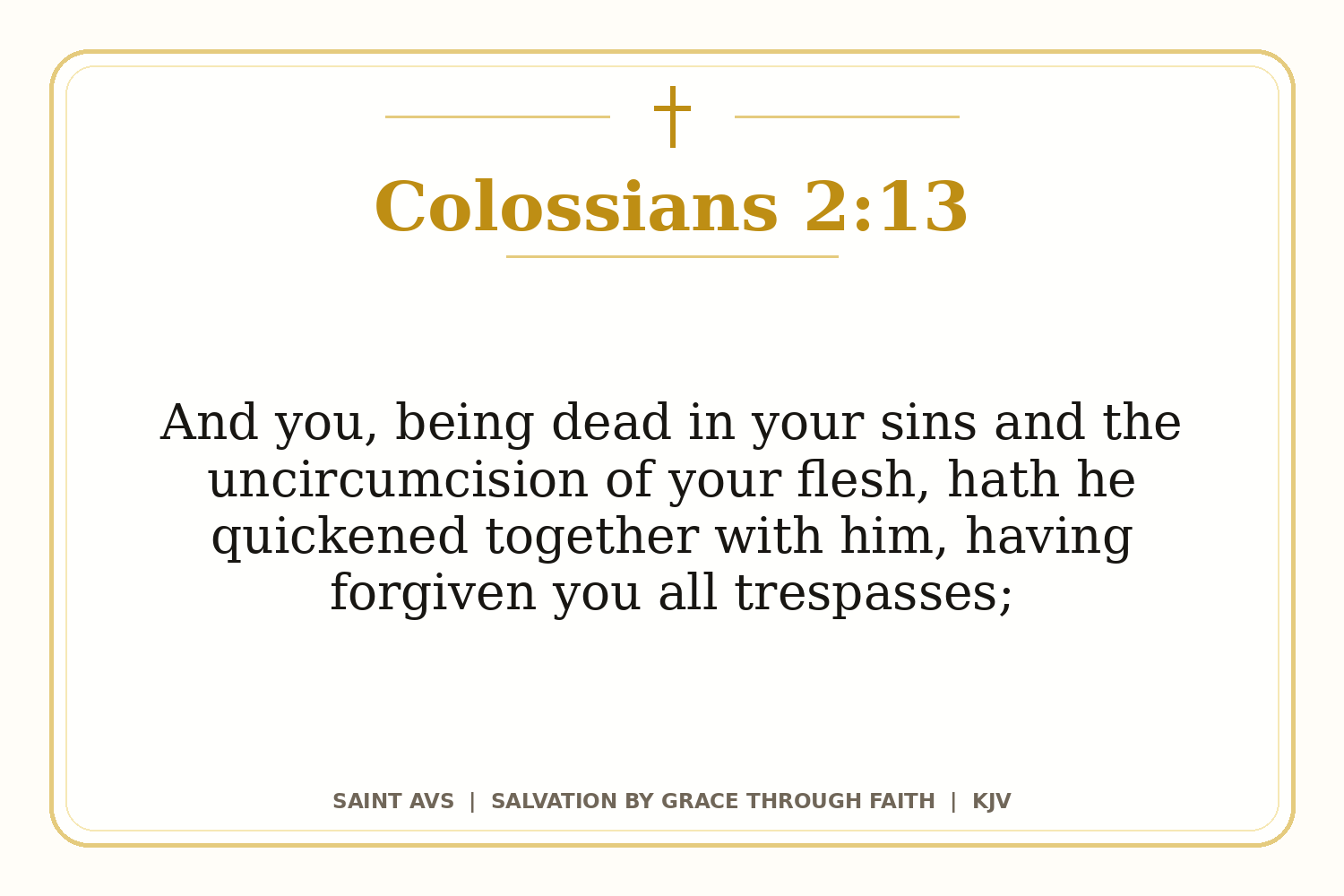 Salvation by Grace Through Faith flashcard for 70 colossians 2 13