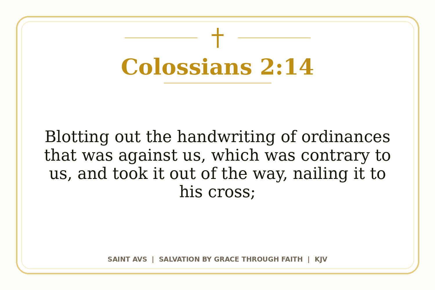 Salvation by Grace Through Faith flashcard for 71 colossians 2 14