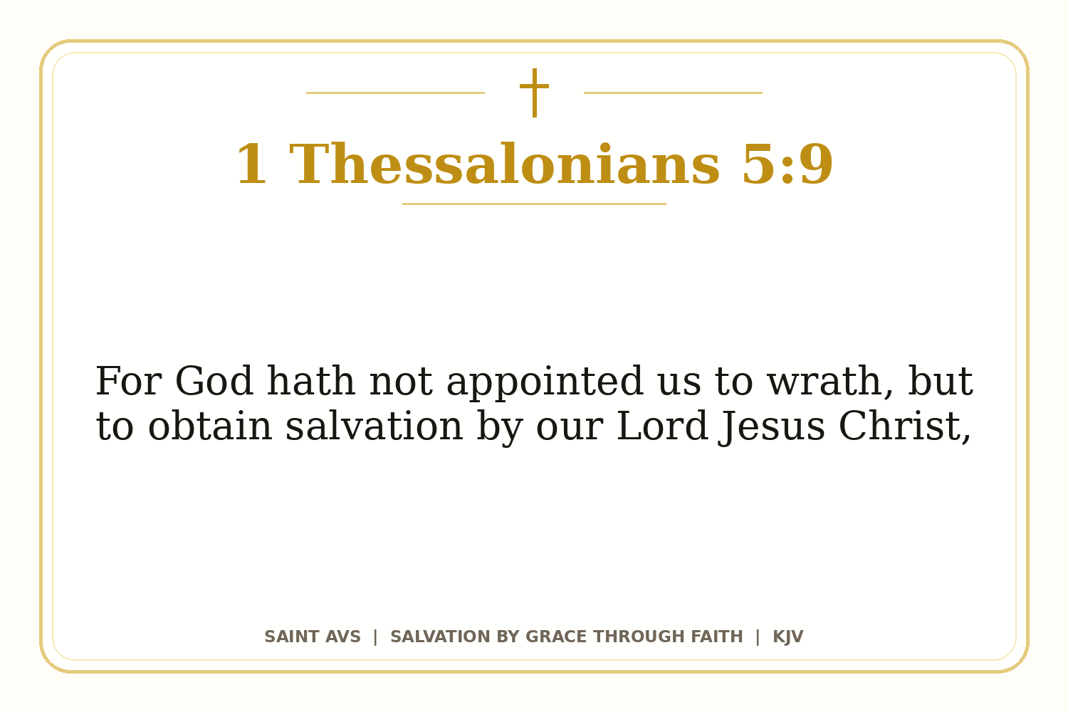 Salvation by Grace Through Faith flashcard for 74 1 thessalonians 5 9