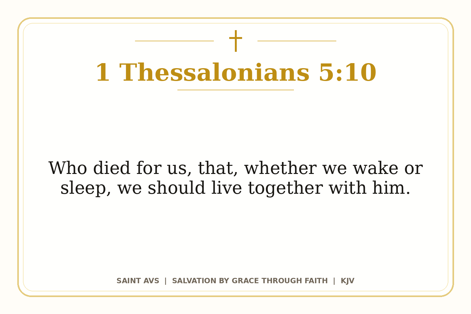 Salvation by Grace Through Faith flashcard for 75 1 thessalonians 5 10