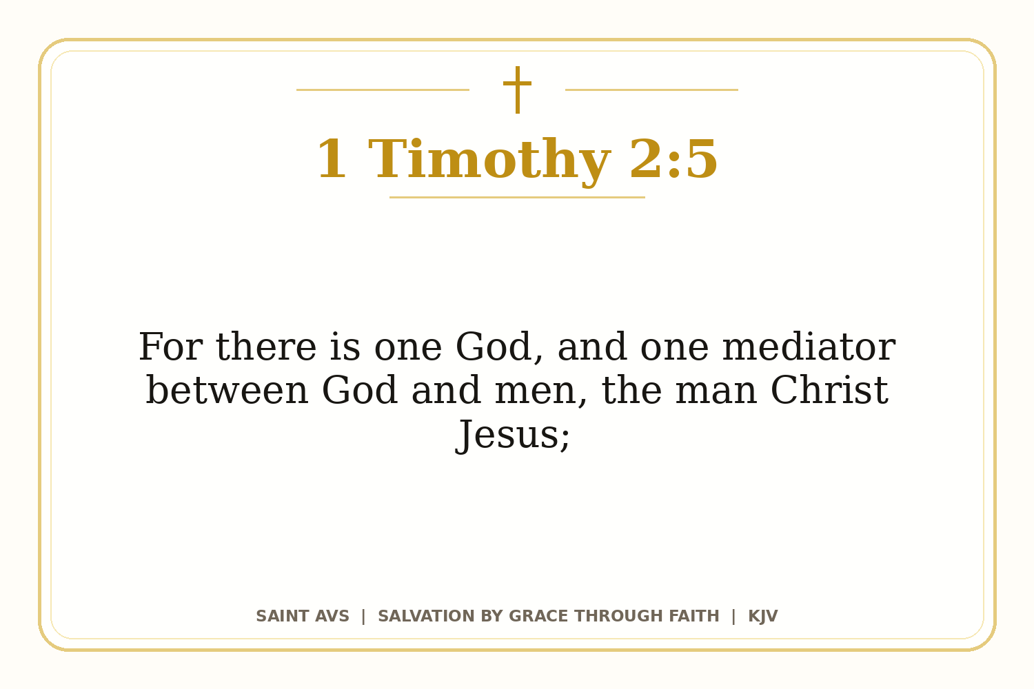 Salvation by Grace Through Faith flashcard for 77 1 timothy 2 5