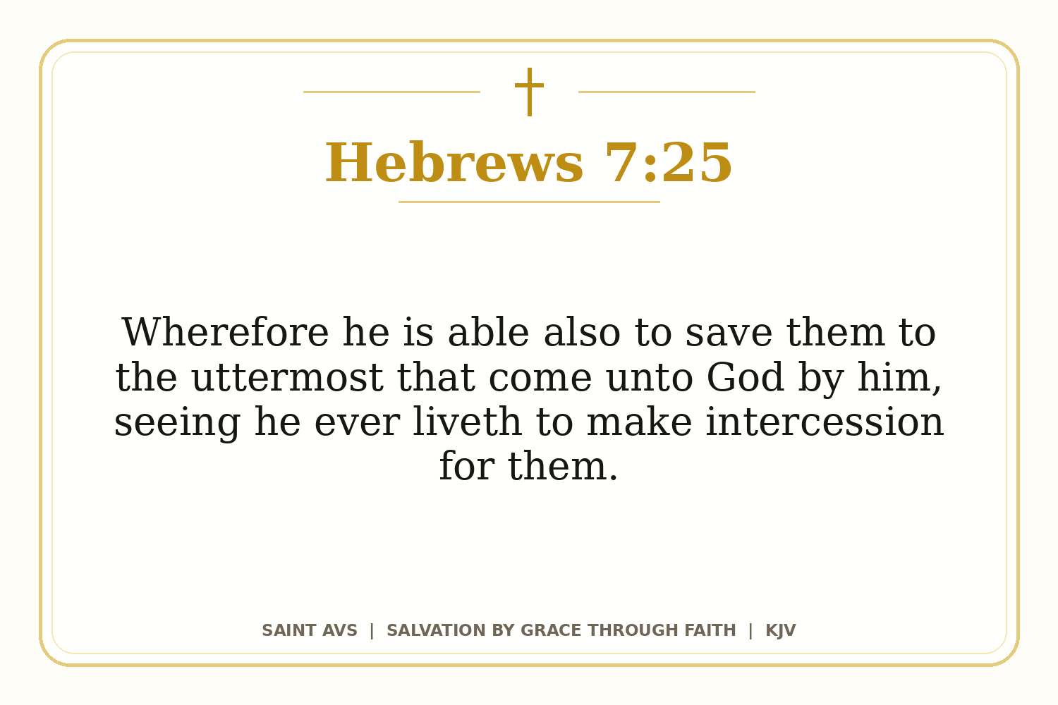 Salvation by Grace Through Faith flashcard for 83 hebrews 7 25