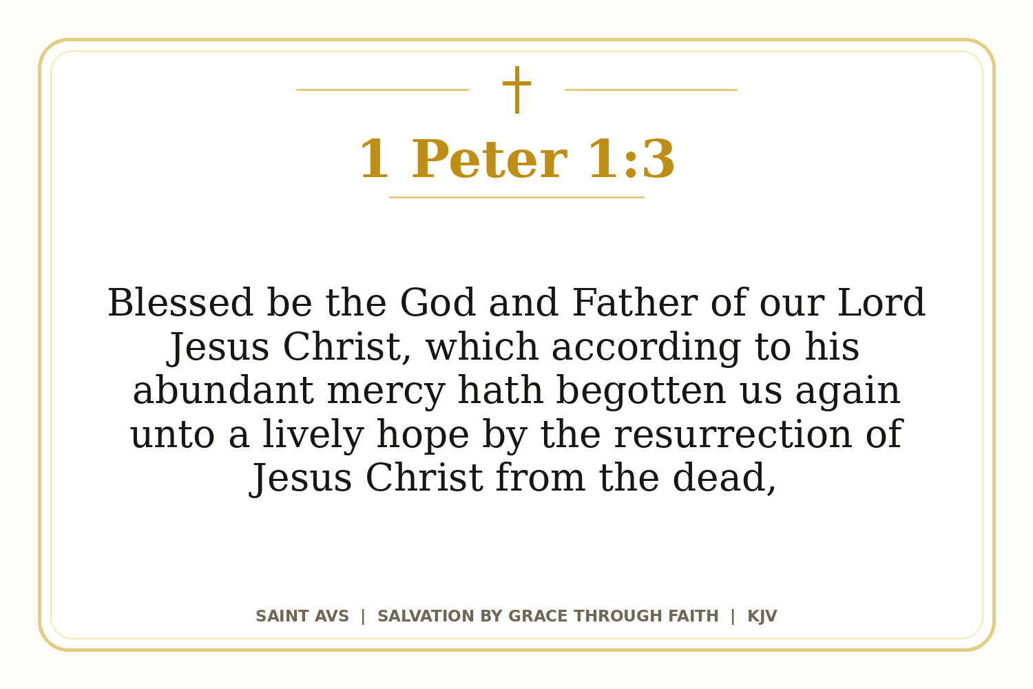 Salvation by Grace Through Faith flashcard for 88 1 peter 1 3