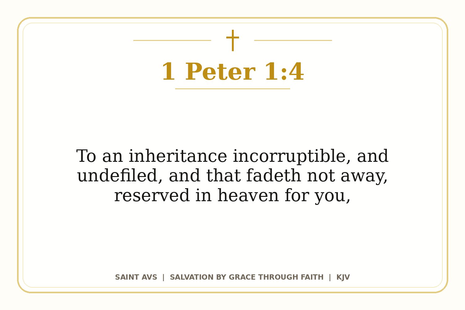 Salvation by Grace Through Faith flashcard for 89 1 peter 1 4