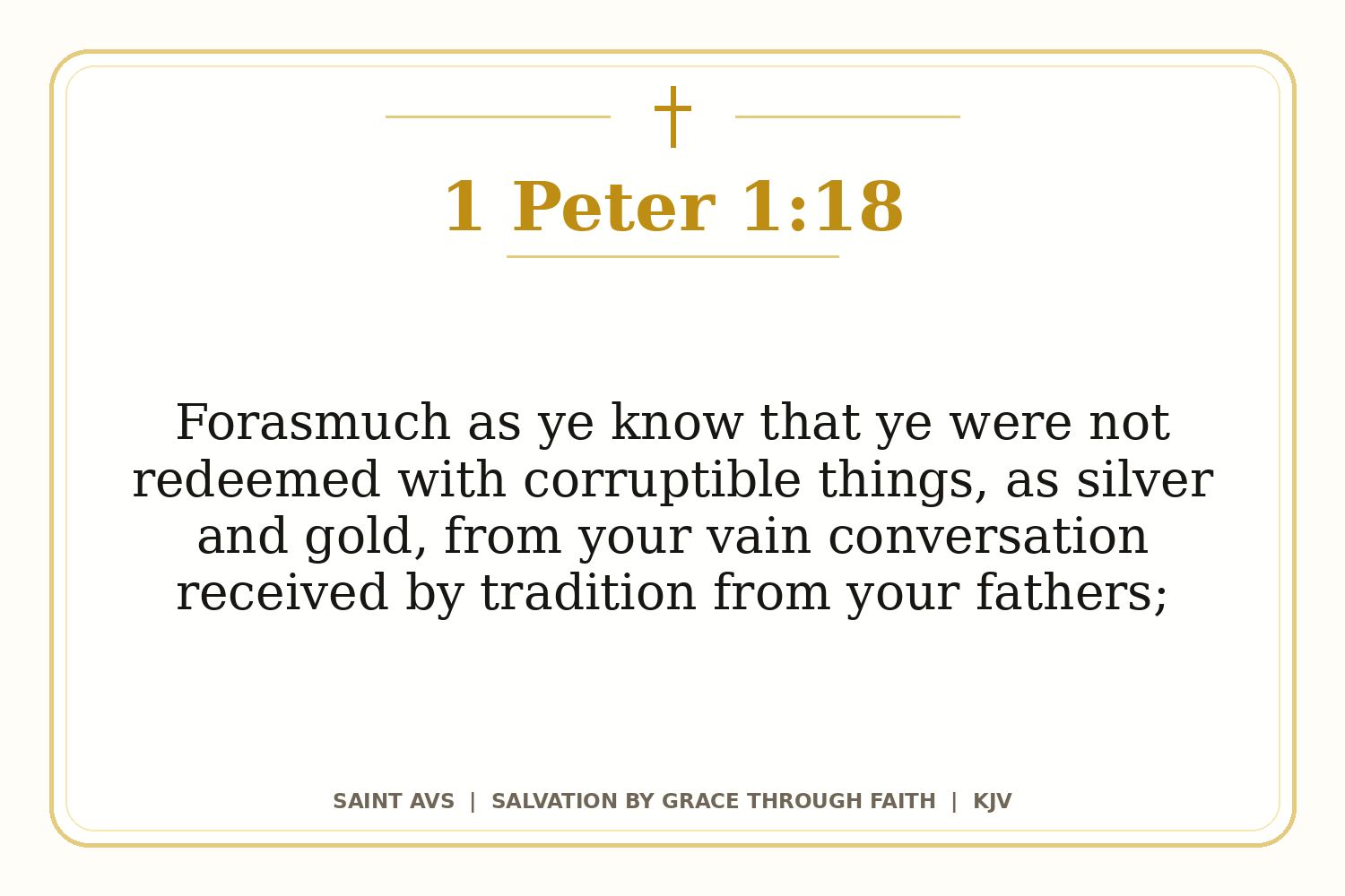 Salvation by Grace Through Faith flashcard for 91 1 peter 1 18