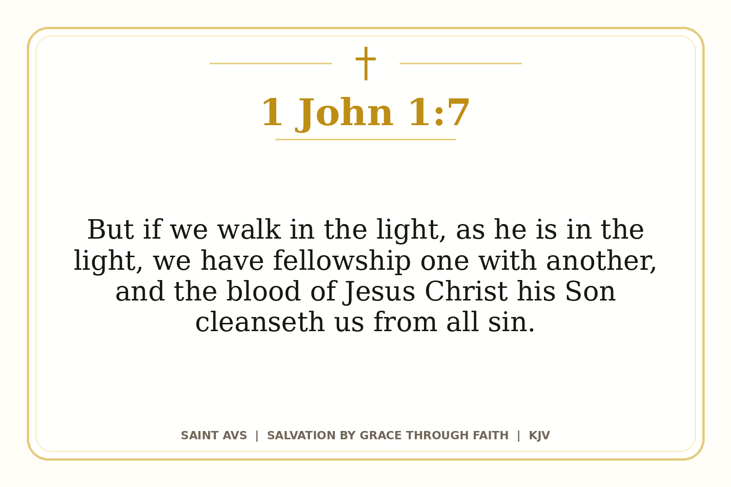 Salvation by Grace Through Faith flashcard for 94 1 john 1 7