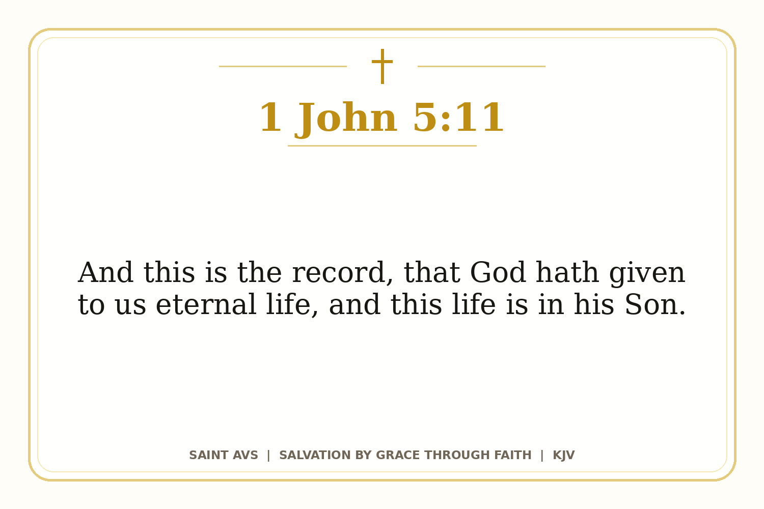 Salvation by Grace Through Faith flashcard for 98 1 john 5 11