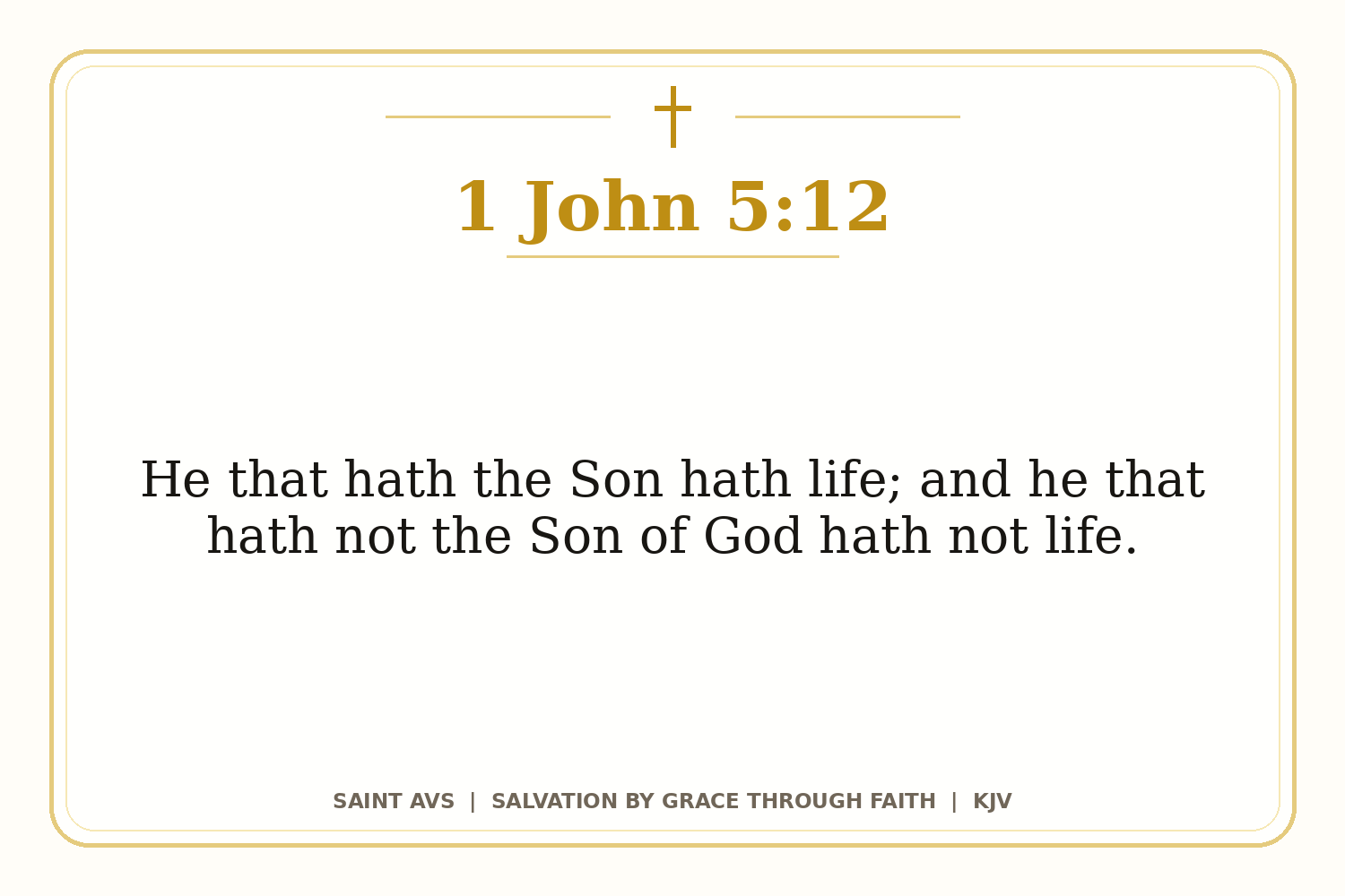 Salvation by Grace Through Faith flashcard for 99 1 john 5 12